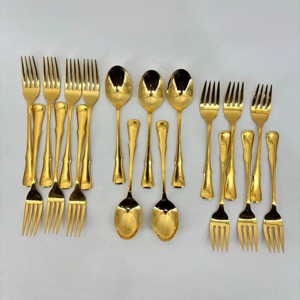 Northland Stainless Gold Spoons Forks Japan 18 Pcs Cottagecore